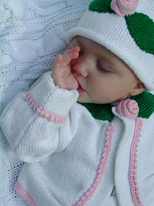 Image: Infant in Rosebud Cardigan and Hat
