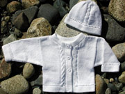 Image: Girl's Basic White Cardigan and Hat